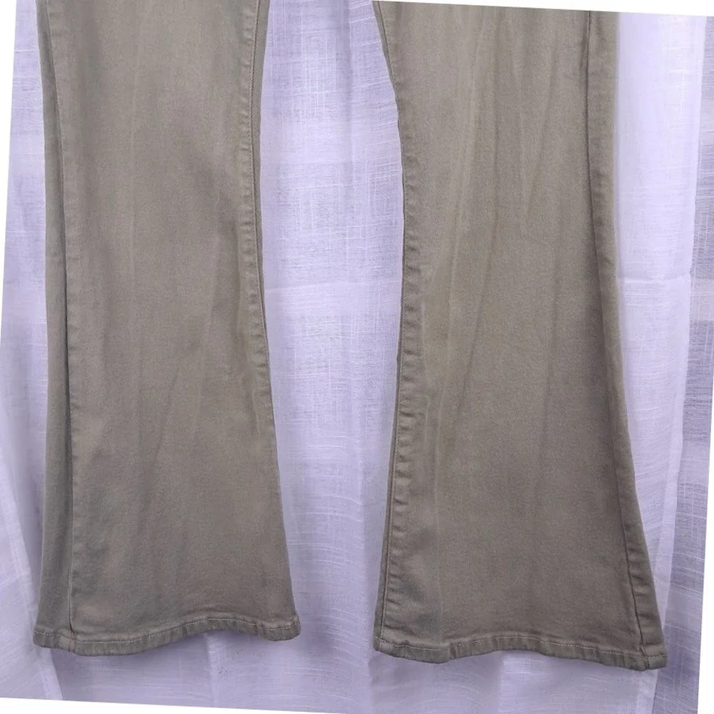 Michael Kors 10 High Rise Selma Flare Jeans Olive Green Stretch Retro 70s-Style